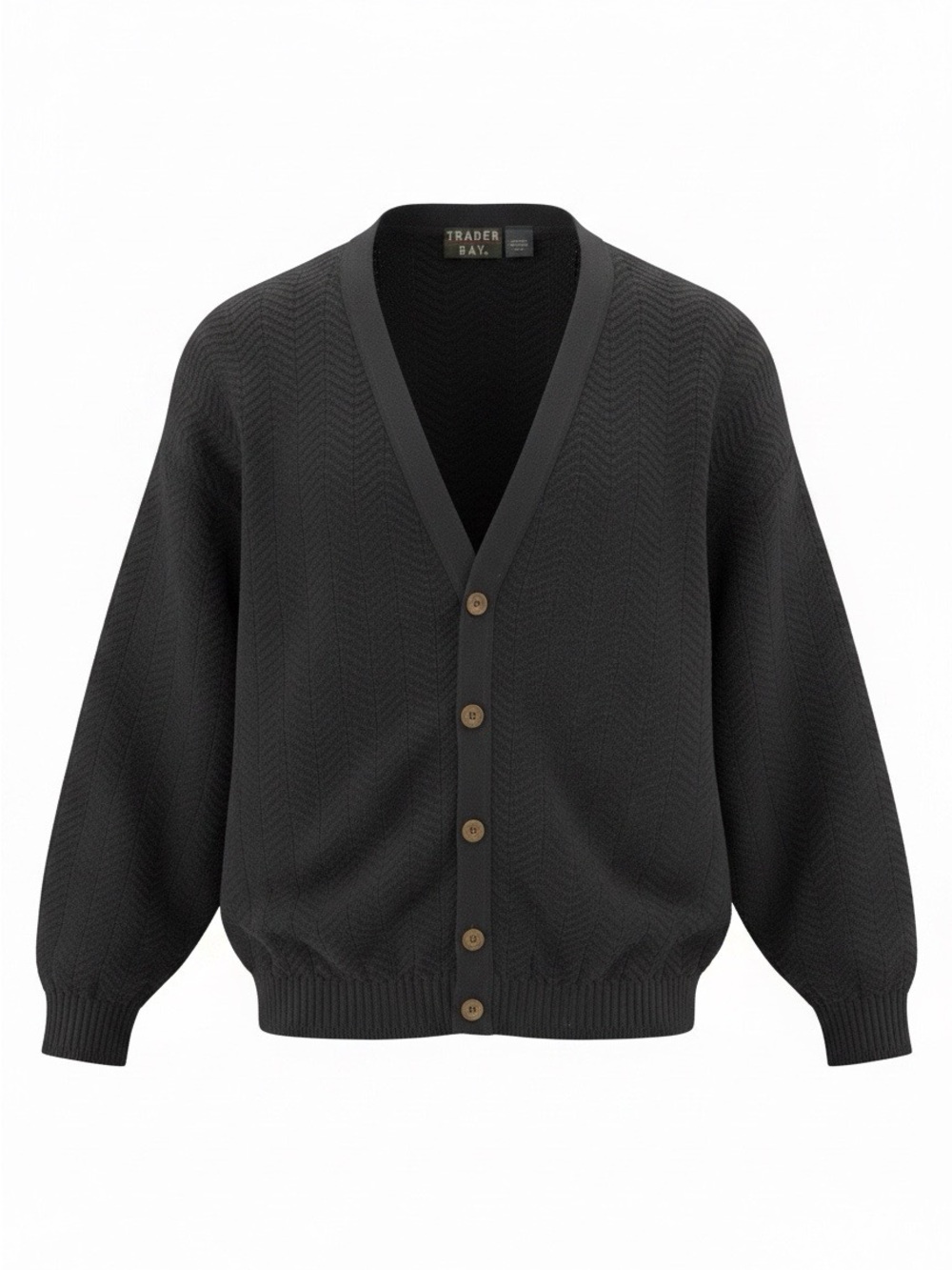 Trader Bay Men's Charcoal Black Button-Front Cardigan 2XL-minor soiling on back
